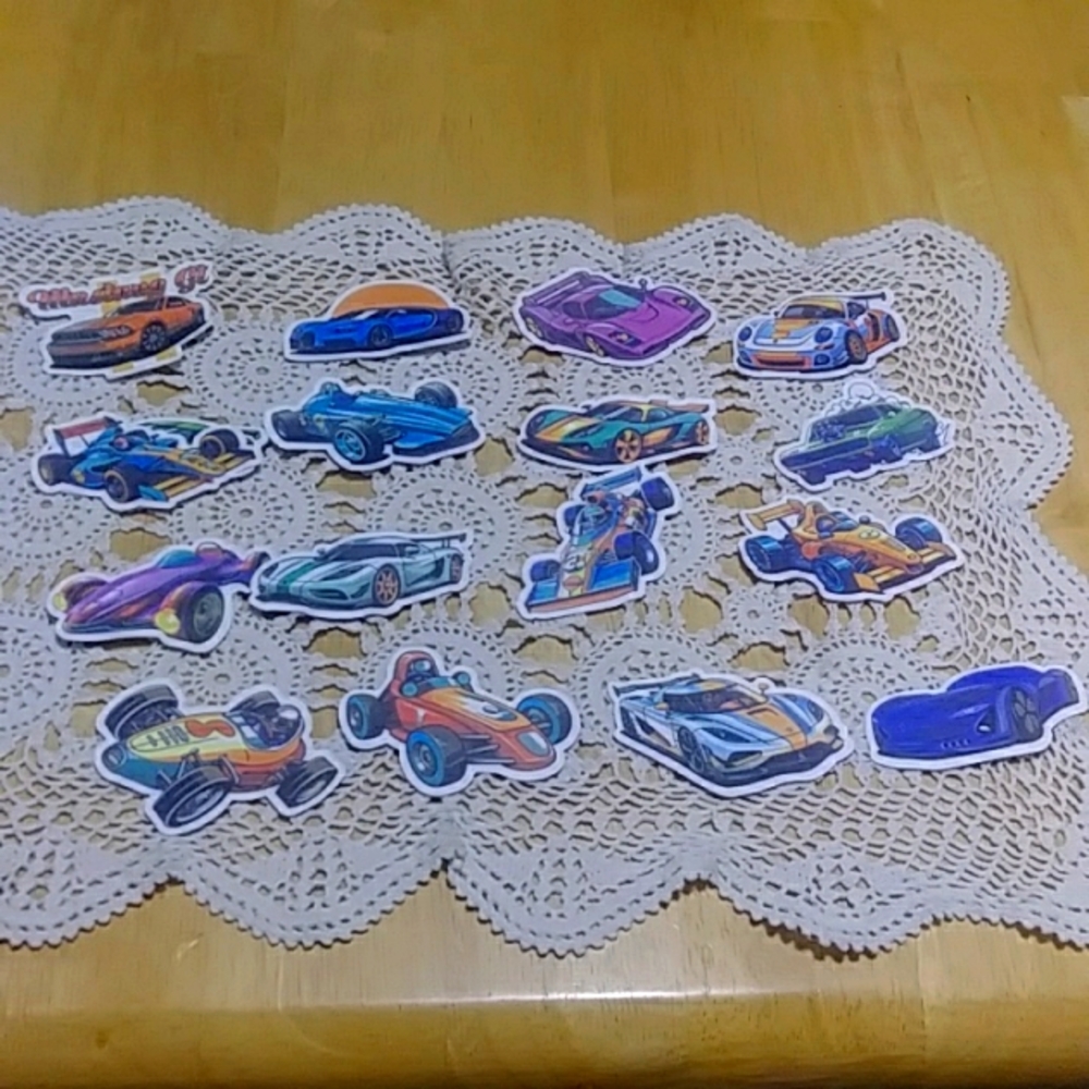 Racing car Stickers for party favors, lockers, backpacks, skateboards